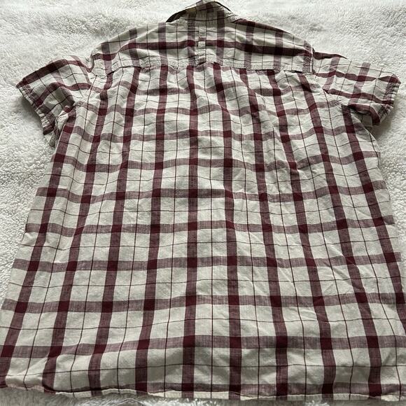 The North Face Men’s Red Plaid Short Sleeve Button Down Pockets Cotton Sz 2XL - Picture 3 of 8